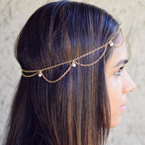Maxbell 15xGold Layered Faux Pearl Hairband Head Chain Hair Accessories Jewelry
