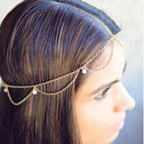 Maxbell 15xGold Layered Faux Pearl Hairband Head Chain Hair Accessories Jewelry