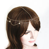 Maxbell 15xGold Layered Faux Pearl Hairband Head Chain Hair Accessories Jewelry