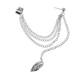 Maxbell 4x1pc Women's Stylish Tassel Leaf Embellished Ear Cuff Earring Silver