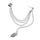 Maxbell 4x1pc Women's Stylish Tassel Leaf Embellished Ear Cuff Earring Silver
