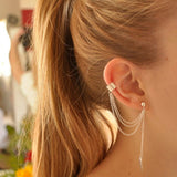 Maxbell 4x1pc Women's Stylish Tassel Leaf Embellished Ear Cuff Earring Silver