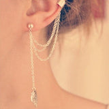 Maxbell 4x1pc Women's Stylish Tassel Leaf Embellished Ear Cuff Earring Silver