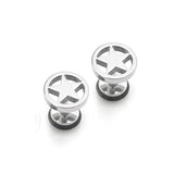 Maxbell 1 Pair of Stainless Steel Silver Circle Five-pointed Star Earrings Studs - Aladdin Shoppers