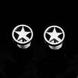 Maxbell 1 Pair of Stainless Steel Silver Circle Five-pointed Star Earrings Studs - Aladdin Shoppers