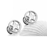Maxbell 1 Pair of Stainless Steel Silver Circle Five-pointed Star Earrings Studs - Aladdin Shoppers
