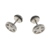 Maxbell 1 Pair of Stainless Steel Silver Circle Five-pointed Star Earrings Studs - Aladdin Shoppers