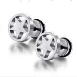 Maxbell Maxbell 1 Pair of Stainless Steel Silver Circle Five-pointed Star Earrings Studs