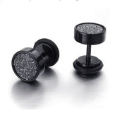 Maxbell Punk 8mm Stainless Steel Carbon Fiber Fake Cheater Ear Plugs Earrings Black