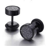 Maxbell Punk 8mm Stainless Steel Carbon Fiber Fake Cheater Ear Plugs Earrings Black