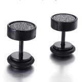 Maxbell Punk 8mm Stainless Steel Carbon Fiber Fake Cheater Ear Plugs Earrings Black