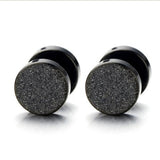 Maxbell Punk 8mm Stainless Steel Carbon Fiber Fake Cheater Ear Plugs Earrings Black