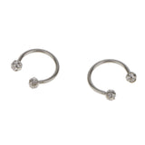 Maxbell 2Pcs Crystal Circular Horseshoes Eyebrow Lip Nose Ear Rings Piercing Jewelry