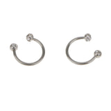 Maxbell 2Pcs Crystal Circular Horseshoes Eyebrow Lip Nose Ear Rings Piercing Jewelry