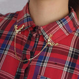 Maxbell Fashion Deer Head Elk Tips Jewelry Chains Tassels Collar Pins Brooch Gold