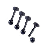 Maxbell 4Pcs 16G Stainless Steel Lip Labret Ring Ball Stud Body Piercing Black