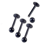 Maxbell 4Pcs 16G Stainless Steel Lip Labret Ring Ball Stud Body Piercing Black