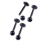 Maxbell 4Pcs 16G Stainless Steel Lip Labret Ring Ball Stud Body Piercing Black