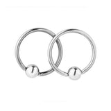 Maxbell Maxbell 1 Pairs Stainless Steel Nose Tragus Lip Captive Bead Hoop Ring Silver