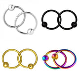 Maxbell Maxbell 1 Pairs Stainless Steel Nose Tragus Lip Captive Bead Hoop Ring Silver