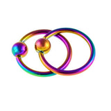 Maxbell 1 Pairs Stainless Steel Nose Tragus Lip Captive Bead Hoop Ring Rainbow
