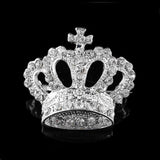 Boho Victoria King Queen Crown Crystal Brooch Pin Silver Wedding Xmas