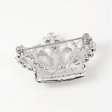 Maxbell 3xBoho Victoria King Queen Crown Crystal Brooch Pin Silver Wedding Xmas