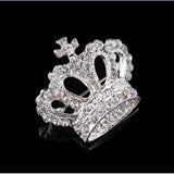 Boho Victoria King Queen Crown Crystal Brooch Pin Silver Wedding Xmas