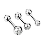 Maxbell 3 Size  Steel Bar Ring Stud Ball Clear Gem Tragus Body Piercing