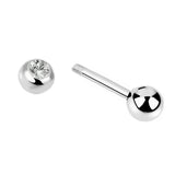 Maxbell 3 Size  Steel Bar Ring Stud Ball Clear Gem Tragus Body Piercing