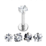 Maxbell 4pcs 316L Steel Zircon Cartilage Tragus Lip Earring Studs Body Piercing 16G