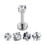 Maxbell 4pcs 316L Steel Zircon Cartilage Tragus Lip Earring Studs Body Piercing 16G