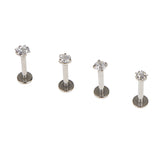 Maxbell 4pcs 316L Steel Zircon Cartilage Tragus Lip Earring Studs Body Piercing 16G