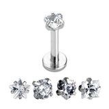 Maxbell 4pcs 316L Steel Zircon Cartilage Tragus Lip Earring Studs Body Piercing 16G