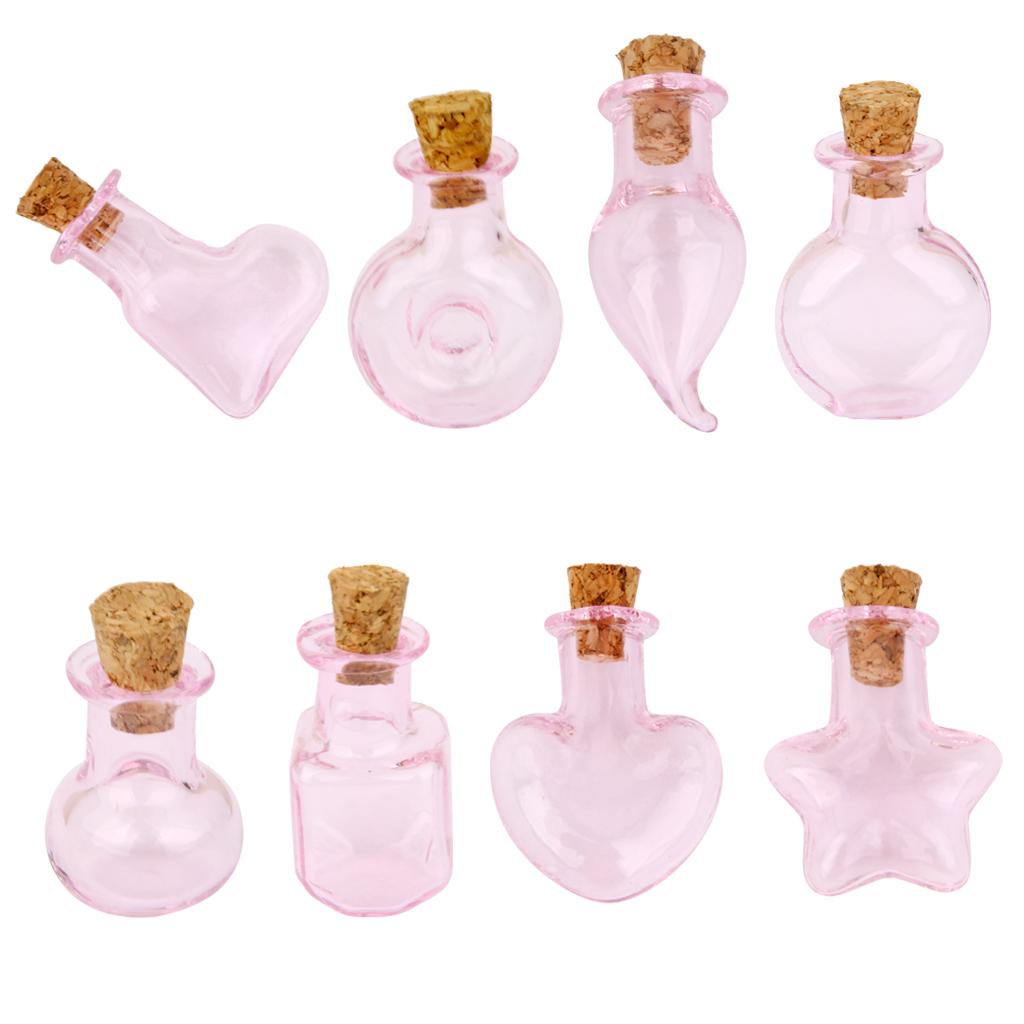 Maxbell Maxbell 10pcs Pink Mini Glass Bottle Vials Bottle Pendant with Corks -XO Bottle