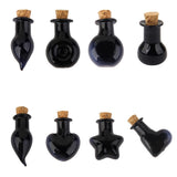 Maxbell 20 Black Mini Empty Flat Ball Bulb Glass Vial Jars Charm Message Bottles Pendant