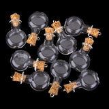Maxbell 20x10pc Glass Cork Bottles Round Flat Vial Wishing Bottle DIY Pendants Clear