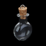 Maxbell 20x10pc Glass Cork Bottles Round Flat Vial Wishing Bottle DIY Pendants Clear
