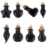 Maxbell Maxbell 10 Glass Cork Bottle Flat Bulb Jars Vials Wishing Bottles DIY Pendant Black