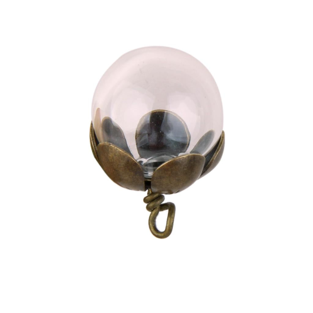 Maxbell Maxbell 2pcs Mini Empty Glass Ball Pendant Dangle Charms Vials Wish Bottles Clear