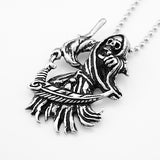 Maxbell Stainless Steel Death Reaper's Scythe Skull Pendant Necklace Men's Jewelry