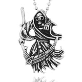 Maxbell Stainless Steel Death Reaper's Scythe Skull Pendant Necklace Men's Jewelry