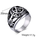 Maxbell Stainless Steel Men's Freemasonry Biker Masonic Mason Ring Silver US 12
