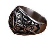 Maxbell Stainless Steel Men's Freemasonry Biker Masonic Mason Ring Silver US 12