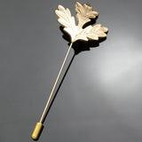 Men Women Maple Leaf Shaped Boutonniere Stick Brooch Pin Suit Shirt Clip Fashion Accessory Gold