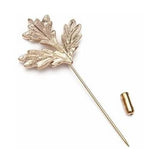 Men Women Maple Leaf Shaped Boutonniere Stick Brooch Pin Suit Shirt Clip Fashion Accessory Gold