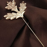 Men Women Maple Leaf Shaped Boutonniere Stick Brooch Pin Suit Shirt Clip Fashion Accessory Gold