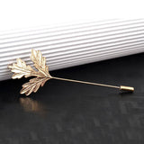 Men Women Maple Leaf Shaped Boutonniere Stick Brooch Pin Suit Shirt Clip Fashion Accessory Gold