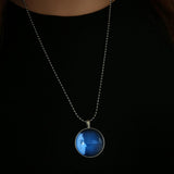 Maxbell Peaceful World Tears Glow in the Dark Pendant Necklace Stainless Steel Chain