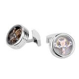 Maxbell 2x1 Pair Mens Shirt Vintage Cufflinks Round Watch Movement Cuff Links Silver